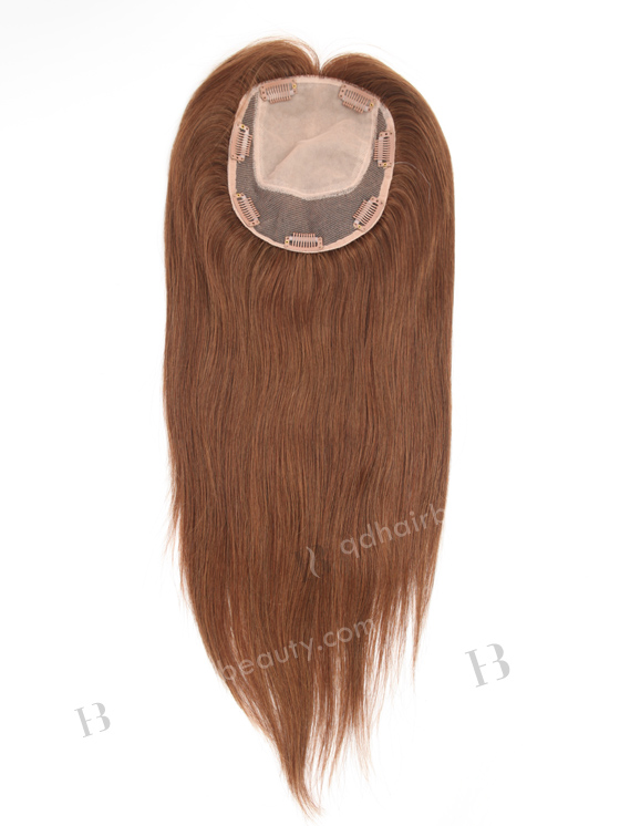 In Stock 5.5"*6.5" European Virgin Hair 16" Straight #4/6 Blended Color Silk Top Hair Topper-132